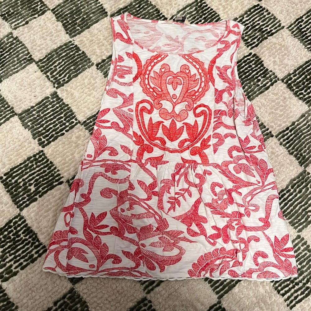 Lucky Brand Red And White Embroidered Tank
